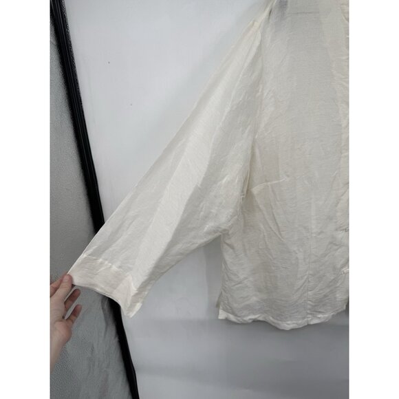 Eileen Fisher Silk Linen Top Women Plus Size 2X Ivory Minimalist Lagenlook - Picture 9 of 9